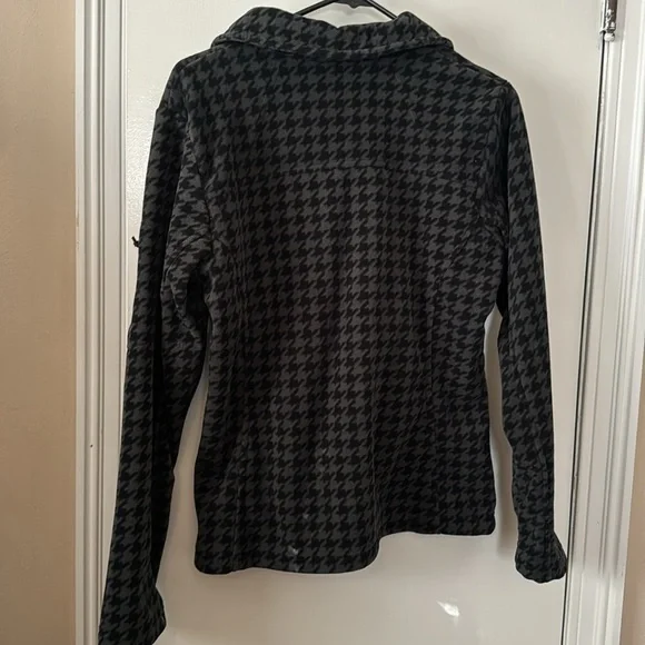 EUC Dark Grey Houndstooth Pattern Fleece Columbia Zip Up Jacket Size Medium - Picture 4 of 4